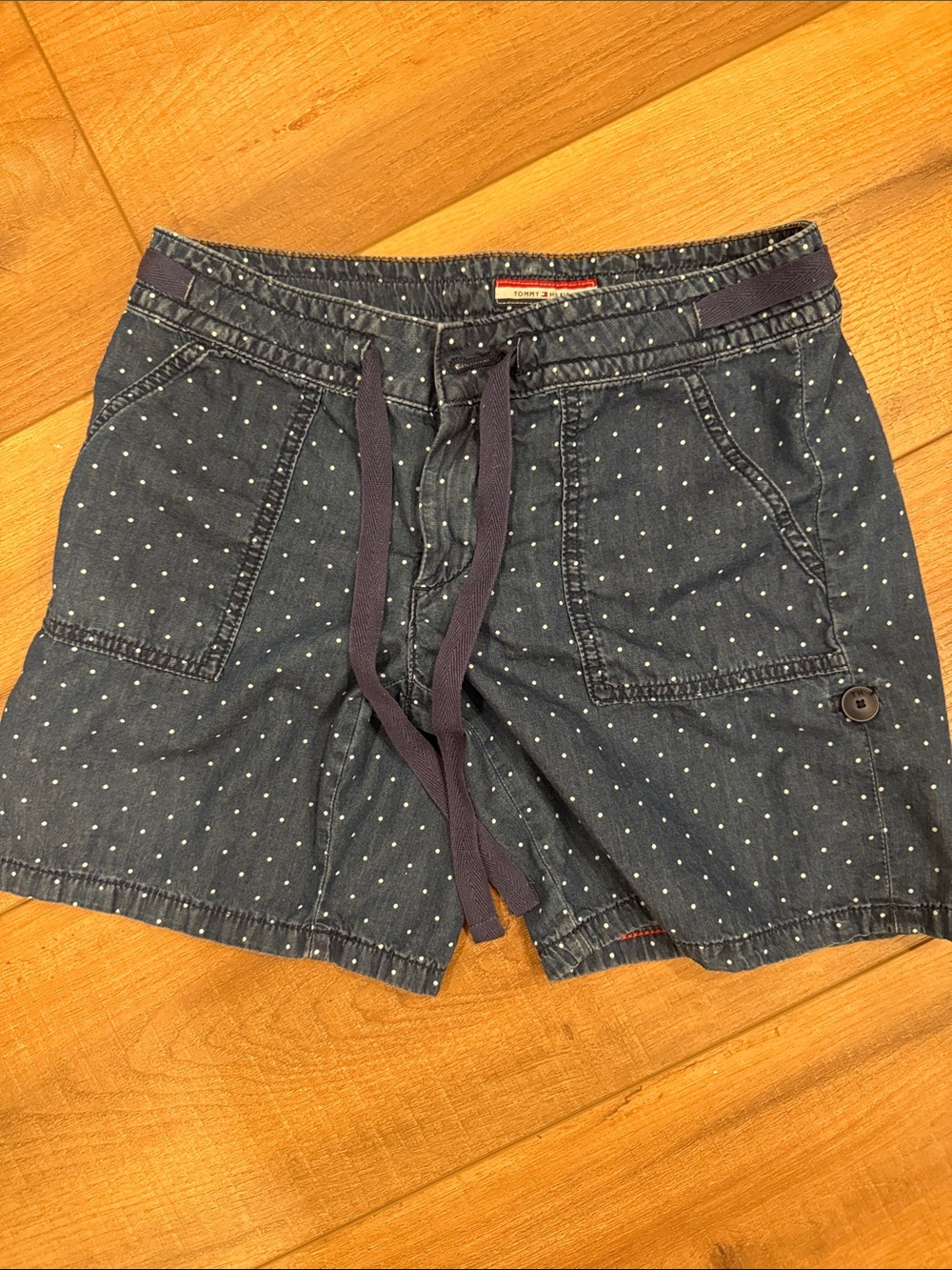 Tommy Hilfiger Navy Polka Dot Denim Shorts size 0